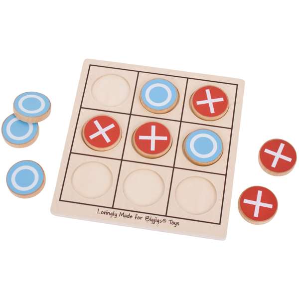 Bigjigs Toys Wooden Noughts and Crosses Tic Tac Toe Strategy Board Game Travel Toy
