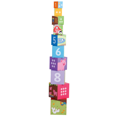 Bigjigs Toys Farmyard Stacking Cubes FSC Certified Cardboard Nesting Toy Blocks for Toddlers 18 Months Plus