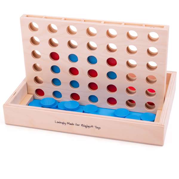Bigjigs Toys Four in a Row Wooden Strategy Board Game for Kids 3 Years Plus