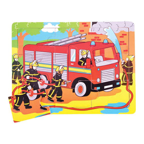 Bigjigs Toys Wooden Tray Puzzle Educational Shape and Colour Matching Toy 9 Pieces