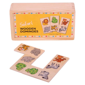 Bigjigs Toys Wooden Dominoes Game in Storage Box 28 Pieces