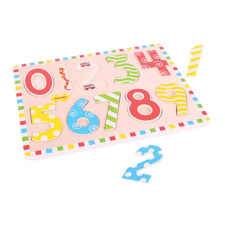 Bigjigs Toys Wooden Number Inset Puzzle Educational Counting Toy 10 Pieces