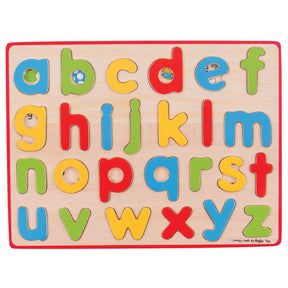 Bigjigs Toys Wooden Lowercase Alphabet Letters Lift Out Puzzle 26 Pieces