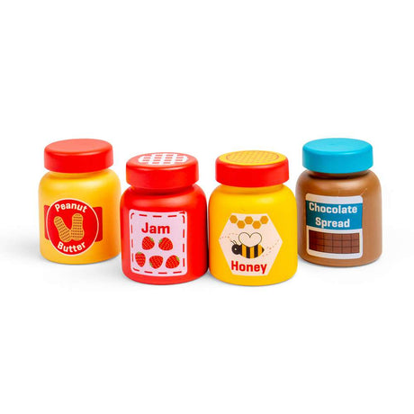Bigjigs Toys Wooden Jars and Spreads Pretend Play Food Set 4 Pieces