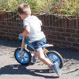 Bigjigs Toys My First Balance Bike Blue Wooden Toddler Training Bicycle