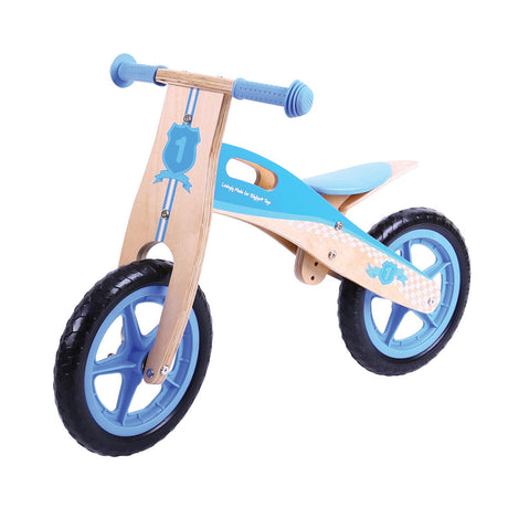 Bigjigs Toys My First Balance Bike Blue Wooden Toddler Training Bicycle