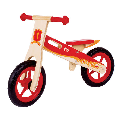 Bigjigs Toys My First Balance Bike Red Wooden Training Bicycle for Kids 3 Years Plus