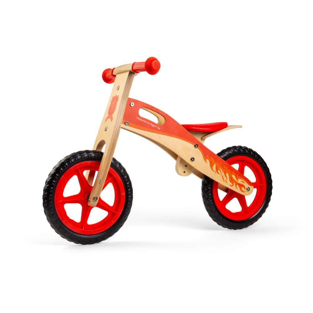 Bigjigs Toys My First Balance Bike Red Wooden Training Bicycle for Kids 3 Years Plus