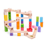Bigjigs Toys 53 Piece Wooden Marble Run Educational Building Toy for Toddlers 3 Years+