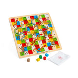 Bigjigs Toys Wooden Snakes and Ladders Traditional Family Board Game for Kids 3 Years Plus