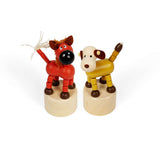 Bigjigs Toys Wooden Dancing Farm Animals Sustainable Wood Toy Push Up Press Base Stocking Filler