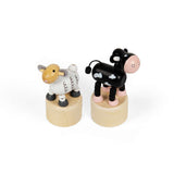 Bigjigs Toys Wooden Dancing Farm Animals Push Up Toy