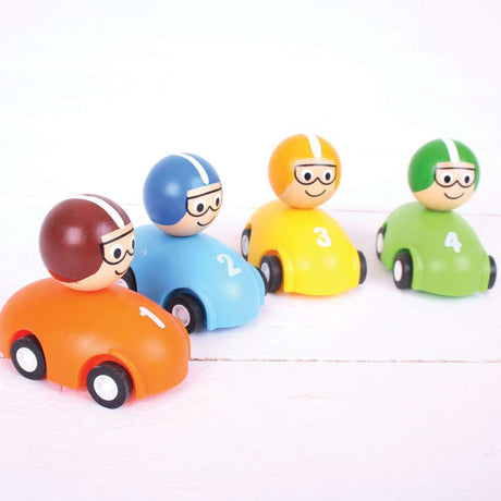 Bigjigs Toys Wooden Pull Back and Go Racing Car Toy