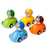 Bigjigs Toys Wooden Pull Back and Go Racing Car Toy for Kids
