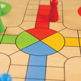 Bigjigs Toys Wooden Ludo Set Eco Friendly Strategy Game for Kids 17 Pieces