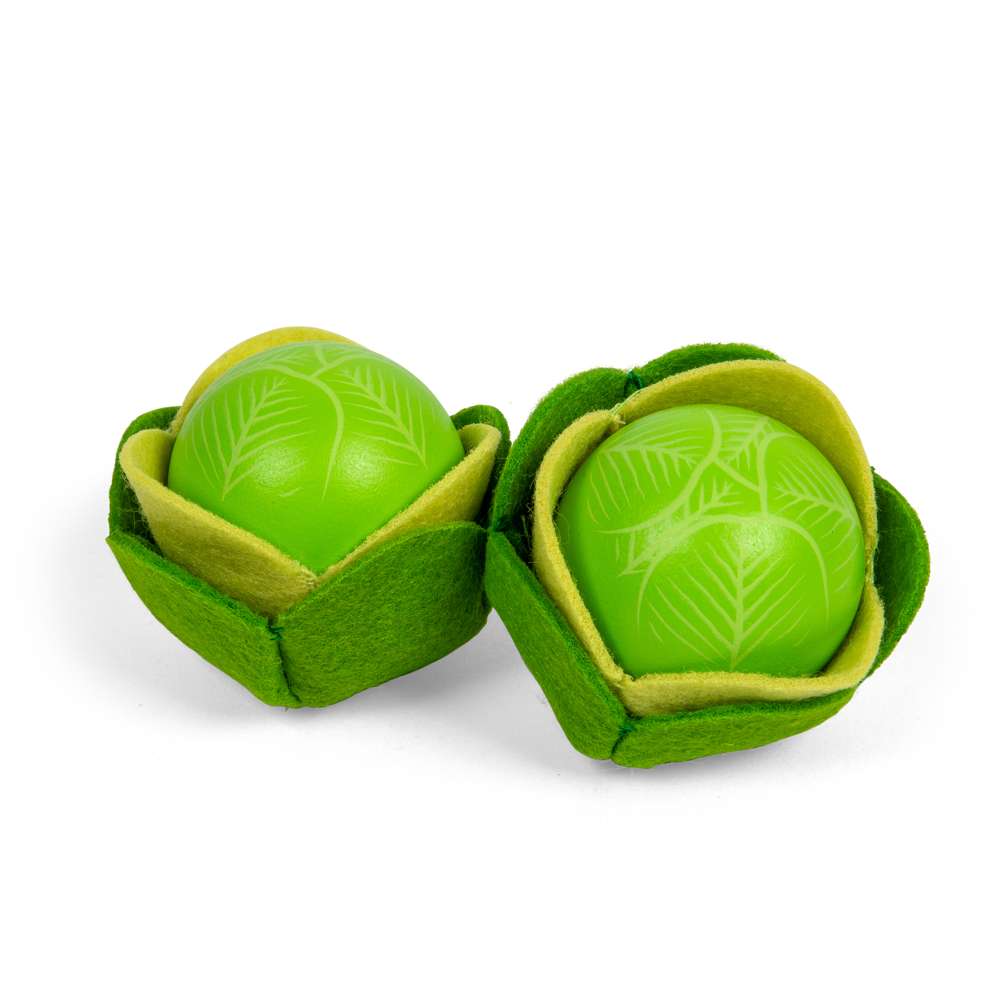 Bigjigs Toys Wooden Cabbages Toy Food Set for Kids Kitchen Play 2 Pieces