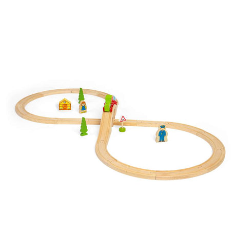 Bigjigs Rail Figure of Eight Wooden Train Set with Engines and Accessories 20 Pieces