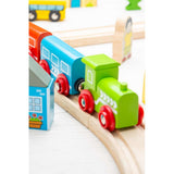 Bigjigs Rail Town and Country Wooden Train Set 91 Play Pieces