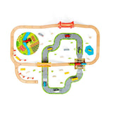 Bigjigs Rail Road and Rail Wooden Train Set 90 Piece Kids Toy Railway with Level Crossing and Accessories