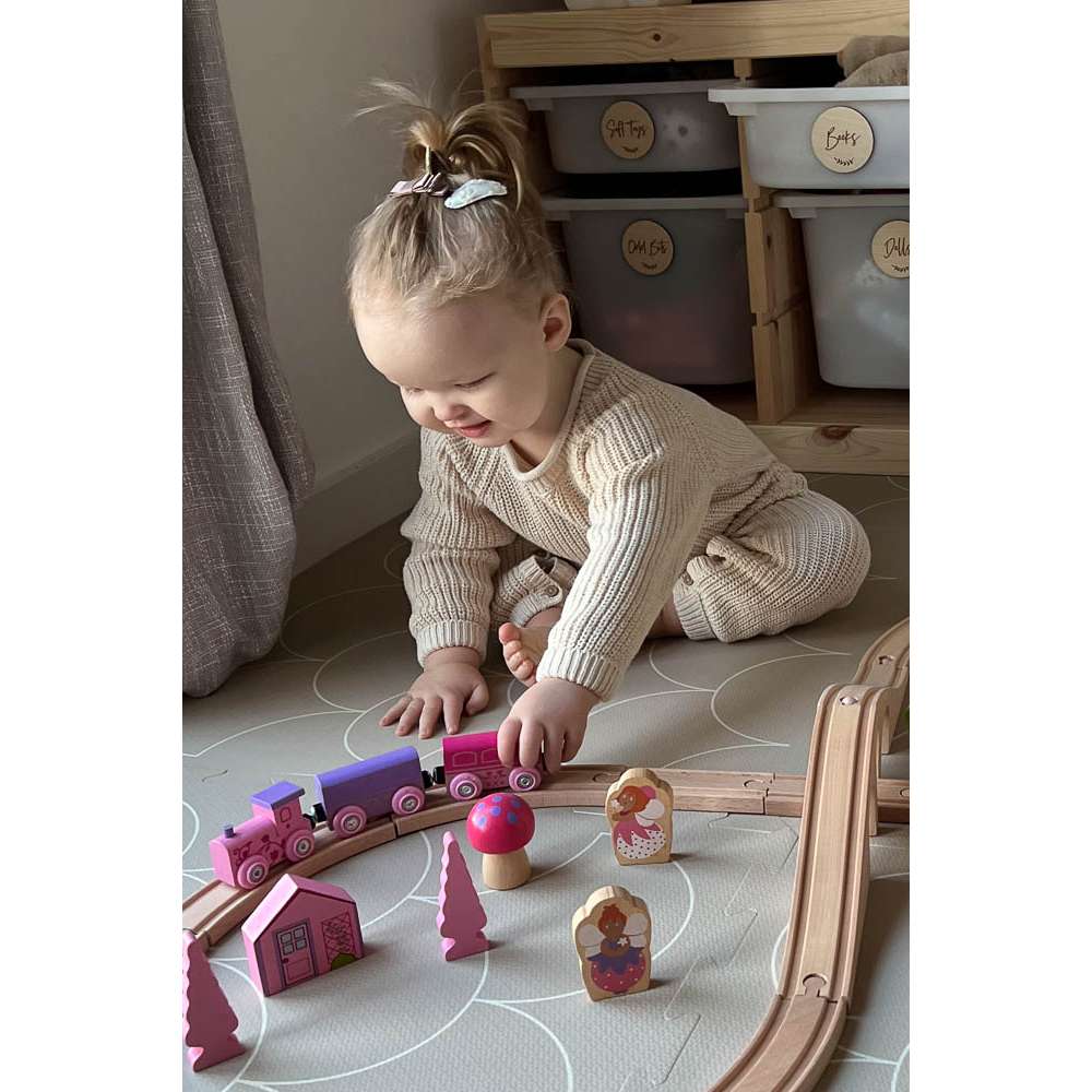 Bigjigs Rail Fairy Pink Wooden Train Set for Kids with 35 Play Pieces