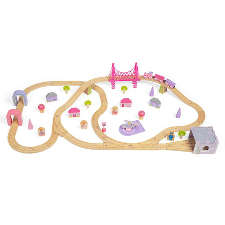 Bigjigs Rail Fairy Town Pink Wooden Train Set 75 Pieces