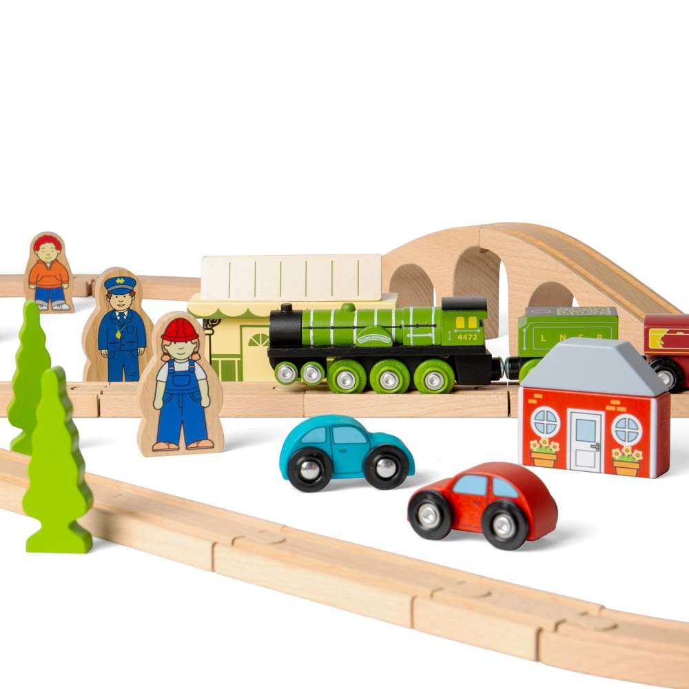 Bigjigs Rail Flying Scotsman Wooden Train Set Heritage Collection 42 Pieces