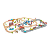 Bigjigs Rail City Road and Railway Wooden Train Set 105 Pieces