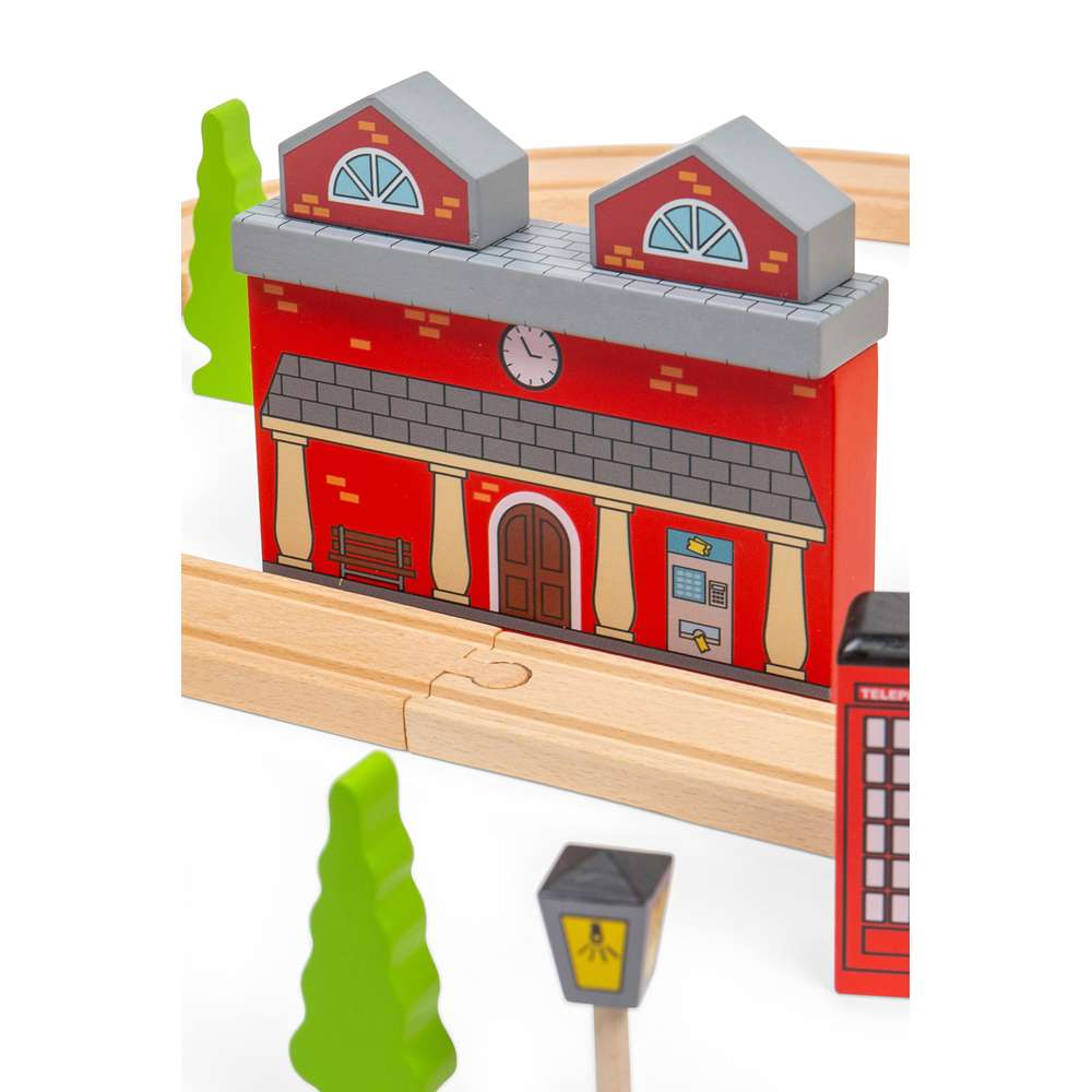 Bigjigs Rail City Road and Railway Wooden Train Set 105 Pieces