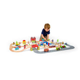 Bigjigs Rail City Road and Railway Wooden Train Set 105 Pieces