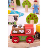 Bigjigs Rail Farm Train Set Wooden Railway with 44 Play Pieces