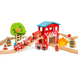 Bigjigs Rail Fire and Rescue Wooden Train Set with 39 Play Pieces