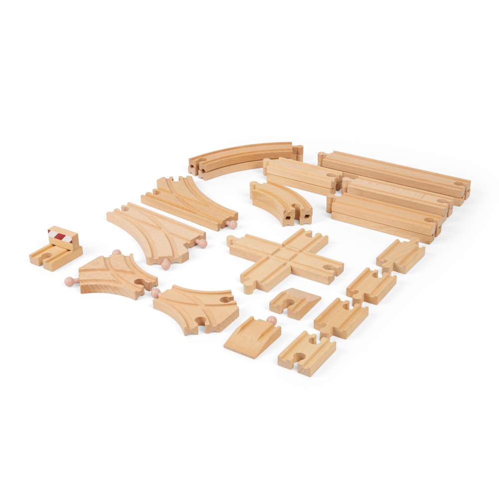 Bigjigs Rail Low Level Wooden Train Track Expansion Pack 25 Pieces