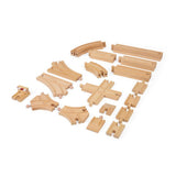 Bigjigs Rail Low Level Wooden Train Track Expansion Pack 25 Pieces