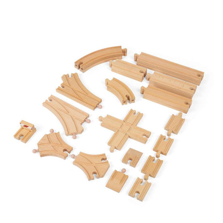 Bigjigs Rail Low Level Wooden Train Track Expansion Pack 25 Pieces