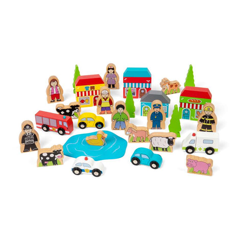 Bigjigs Rail Trackside Wooden Train Set Accessories 32 Play Pieces