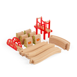 Bigjigs Rail Bridge Expansion Set 18 Piece Wooden Train Accessory