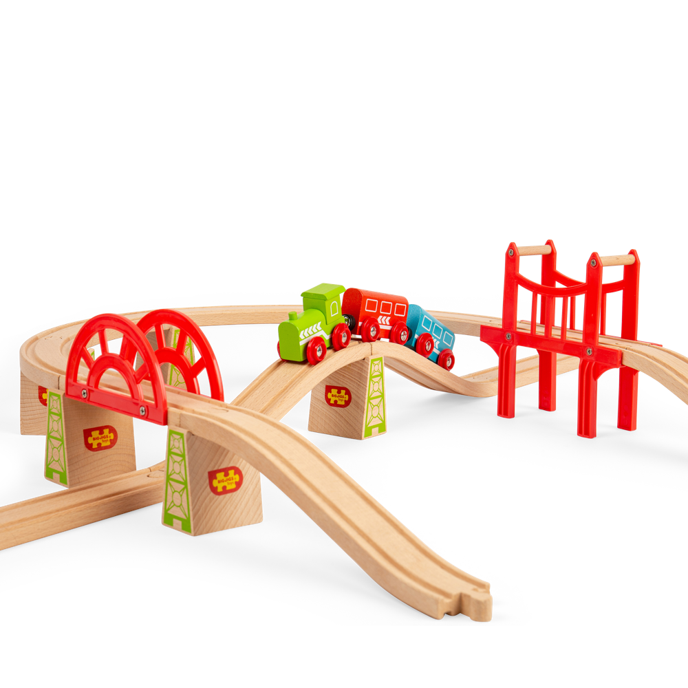 Bigjigs Rail Bridge Expansion Set 18 Piece Wooden Train Accessory