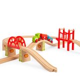 Bigjigs Rail Bridge Expansion Set 18 Piece Wooden Train Accessory