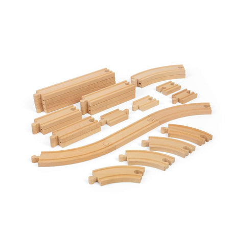 Bigjigs Rail Wooden Train Track Expansion Pack Curves and Straights 24 Pieces