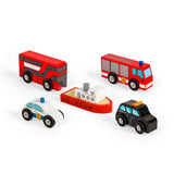Bigjigs Rail Wooden City Vehicle Set Toy Train Accessories 5 Pieces