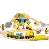 Bigjigs Rail Safari Wooden Train Set 38 Pieces