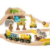 Bigjigs Rail Safari Wooden Train Set 38 Pieces