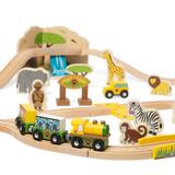 Bigjigs Rail Safari Wooden Train Set 38 Pieces