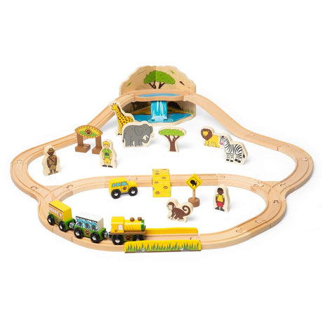Bigjigs Rail Safari Wooden Train Set 38 Pieces