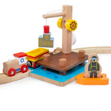Bigjigs Rail Crane Dock Dinghy and Diver Wooden Train Set Accessory