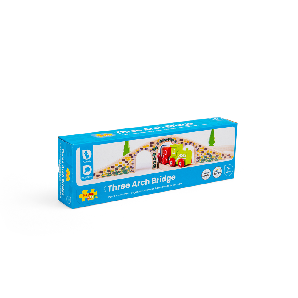 Bigjigs Rail Wooden Three Arch Bridge Train Set Accessory 2 Pieces
