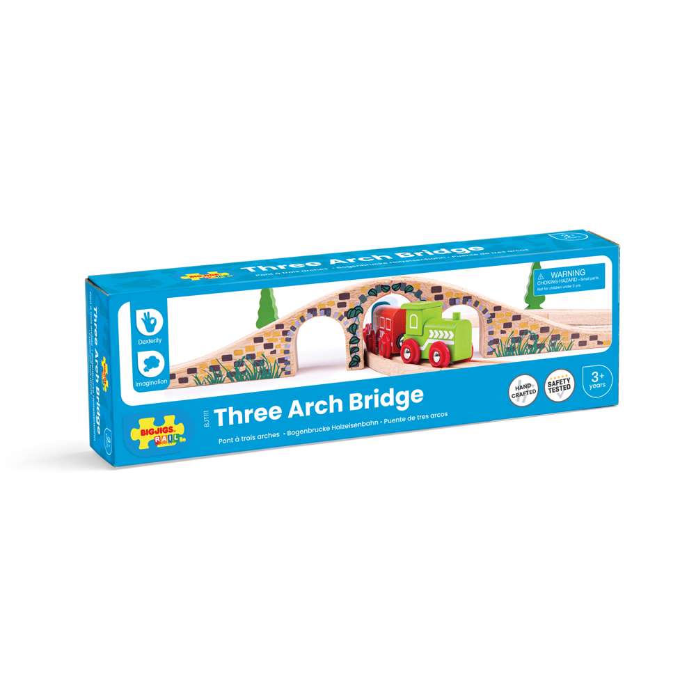 Bigjigs Rail Wooden Three Arch Bridge Train Set Accessory 2 Pieces