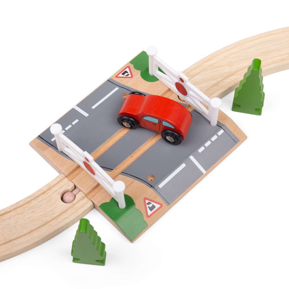 Bigjigs Rail Wooden Level Crossing Railway Accessory for Kids