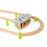 Bigjigs Rail Triple Engine Shed Wooden Train Set Accessory Compatible with Major Brands 3 Years Plus