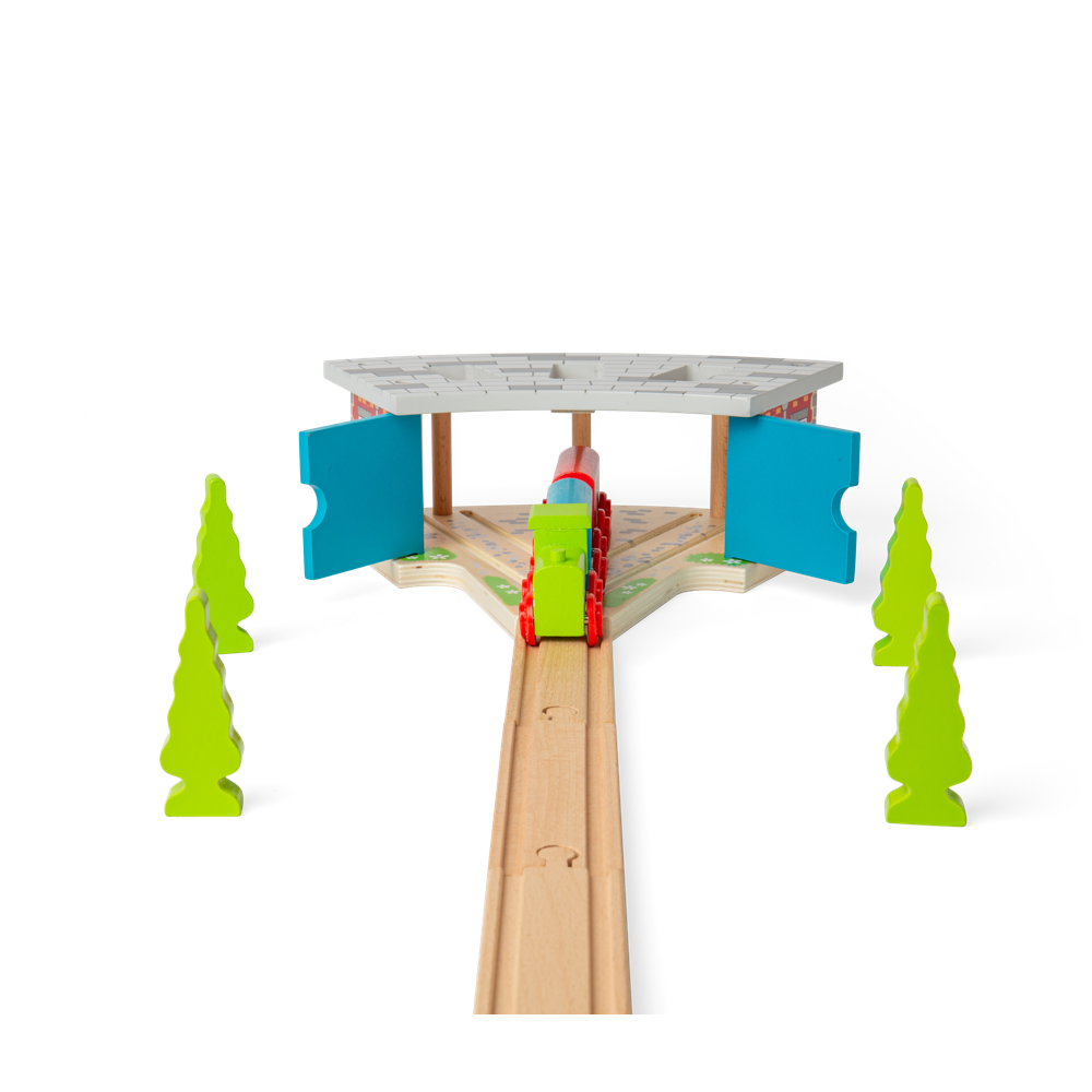 Bigjigs Rail Triple Engine Shed Wooden Train Set Accessory Compatible with Major Brands 3 Years Plus